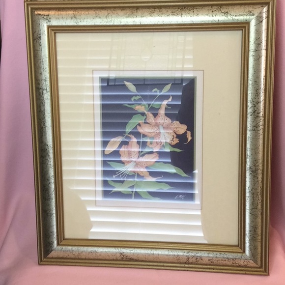 FINAL SALE PRICE Signed & Professionally Framed Floral Prints x 2 - Picture 2 of 9